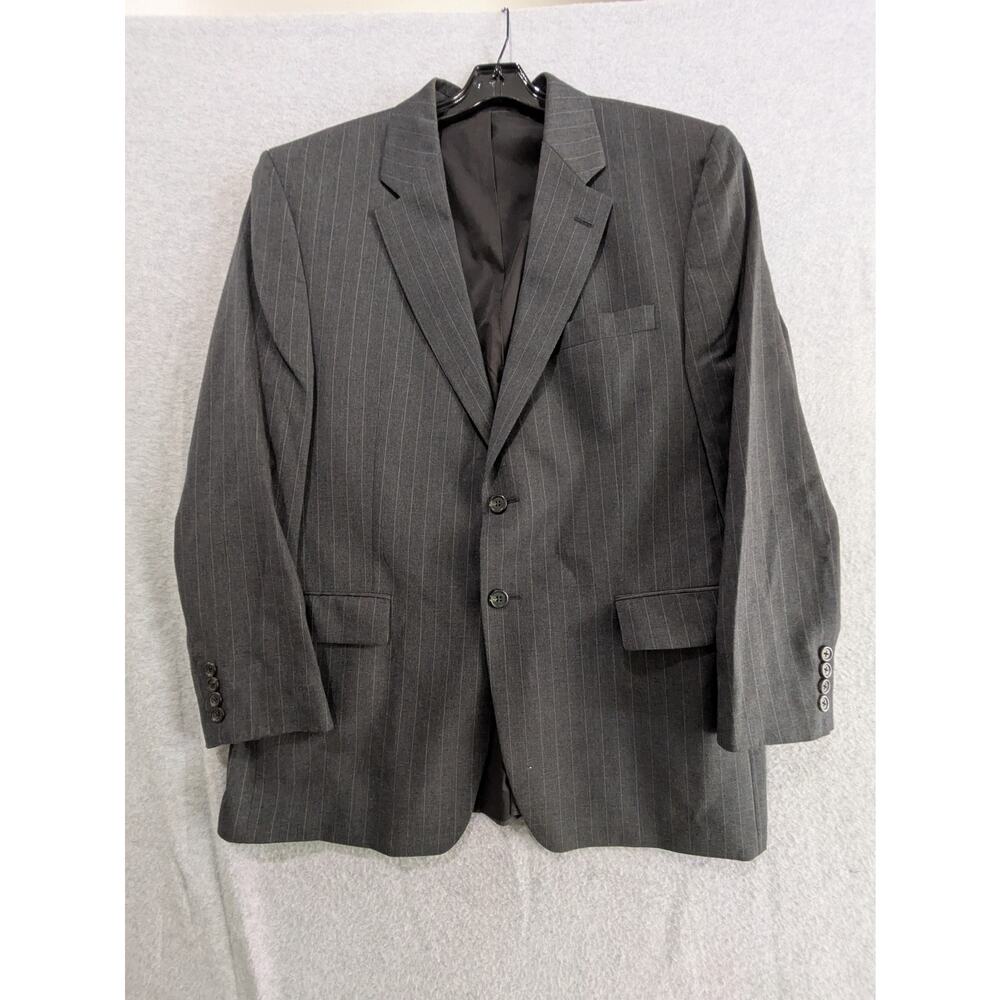 Lauren Ralph Lauren Blazer Men's 44R Dark‎ Gray Pinstriped 100% Wool Sport Coat